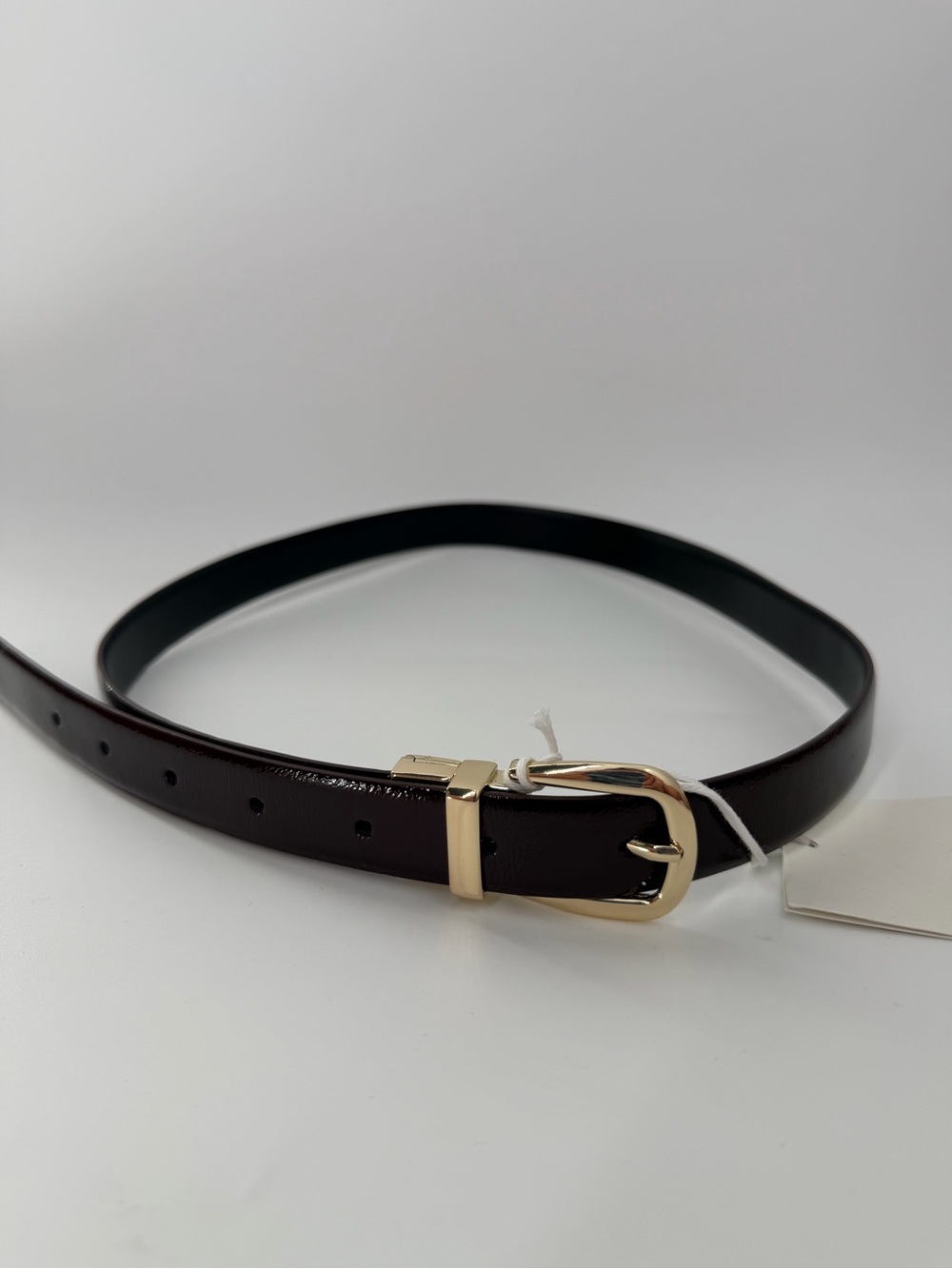 Cos Reversible Leather Gold Buckle Belt In Black & Rich Bordeaux